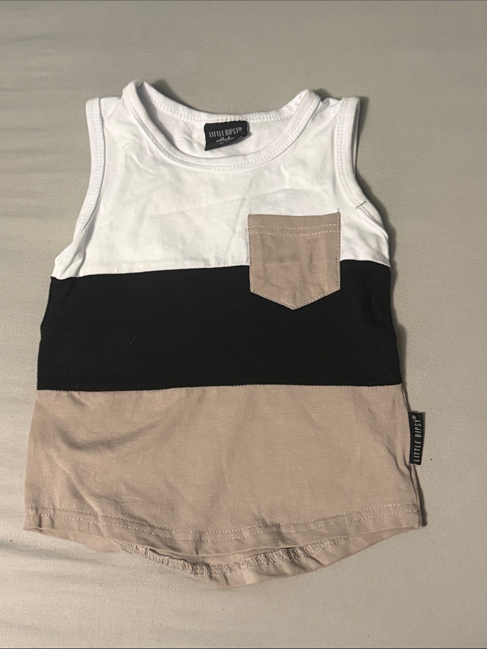Little Bipsy White, Black & Tan Colorblock Tank Top